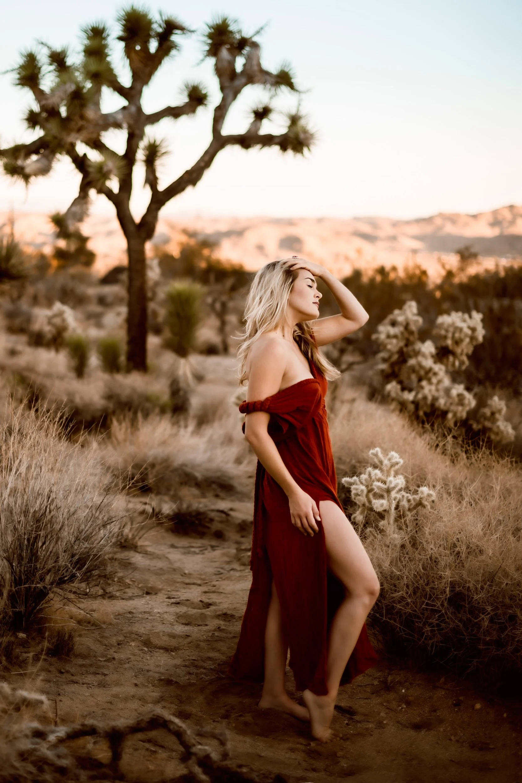 Portrait of Kendra Rose in Joshua Tree at sunrise