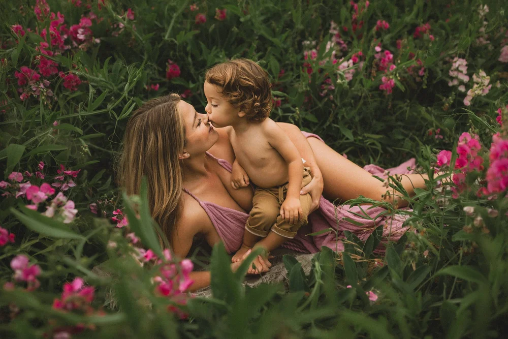 Motherhood in the wildflowers in San Diego